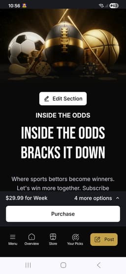 In side the odds bracks its down